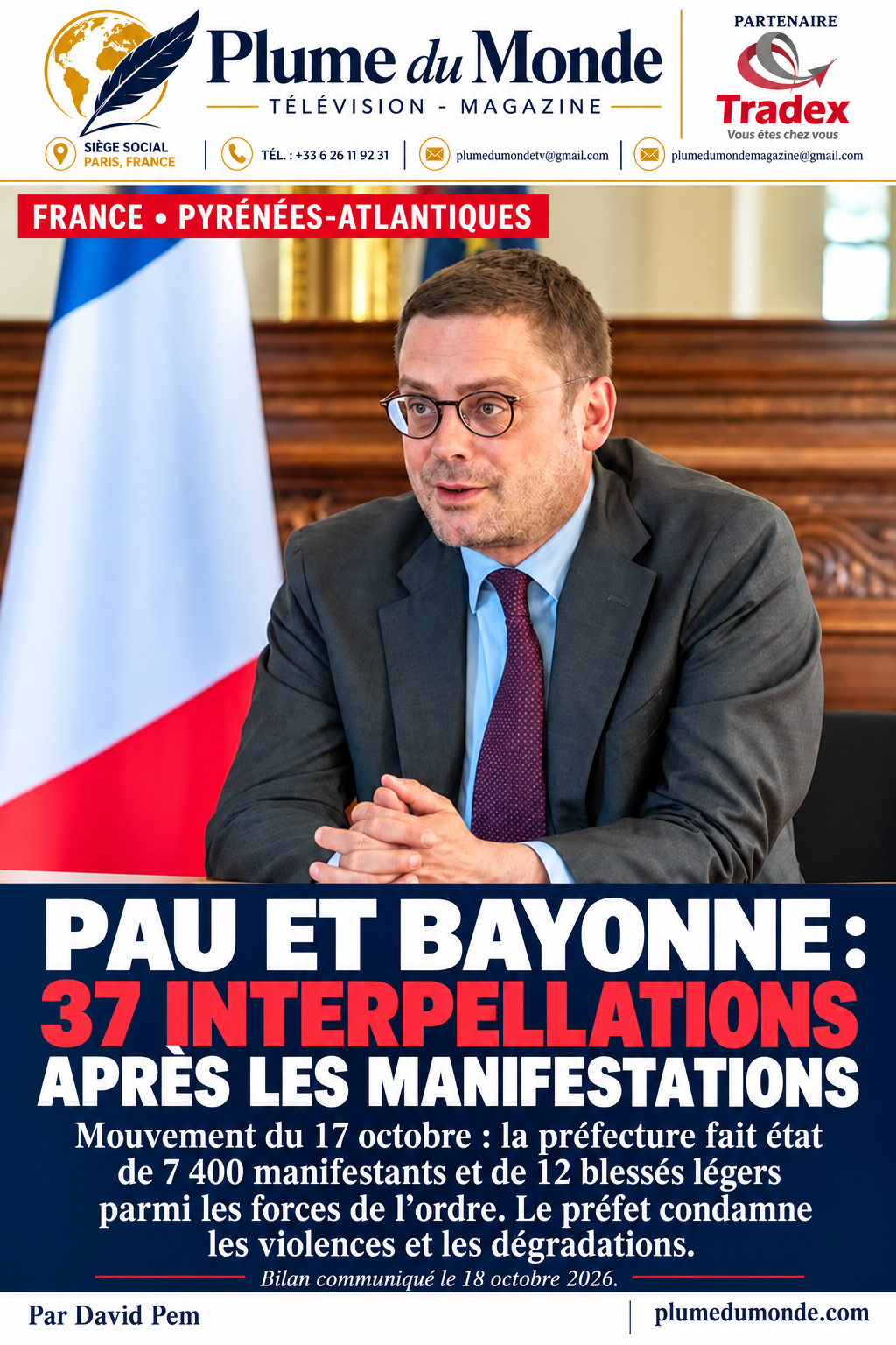 Pau et Bayonne : 37 interpellations après les manifestations du 17 octobre, selon la préfecture